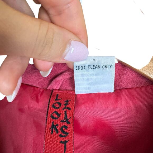 Look East Red Asian Geisha 100% Leather Collared Long Sleeve Button Down Jacket - Picture 11 of 11